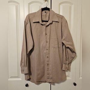 VTG Christian Dumas Vintage Men's Tan Cotton  Button-Down Shirt Sz 15.5 32/33